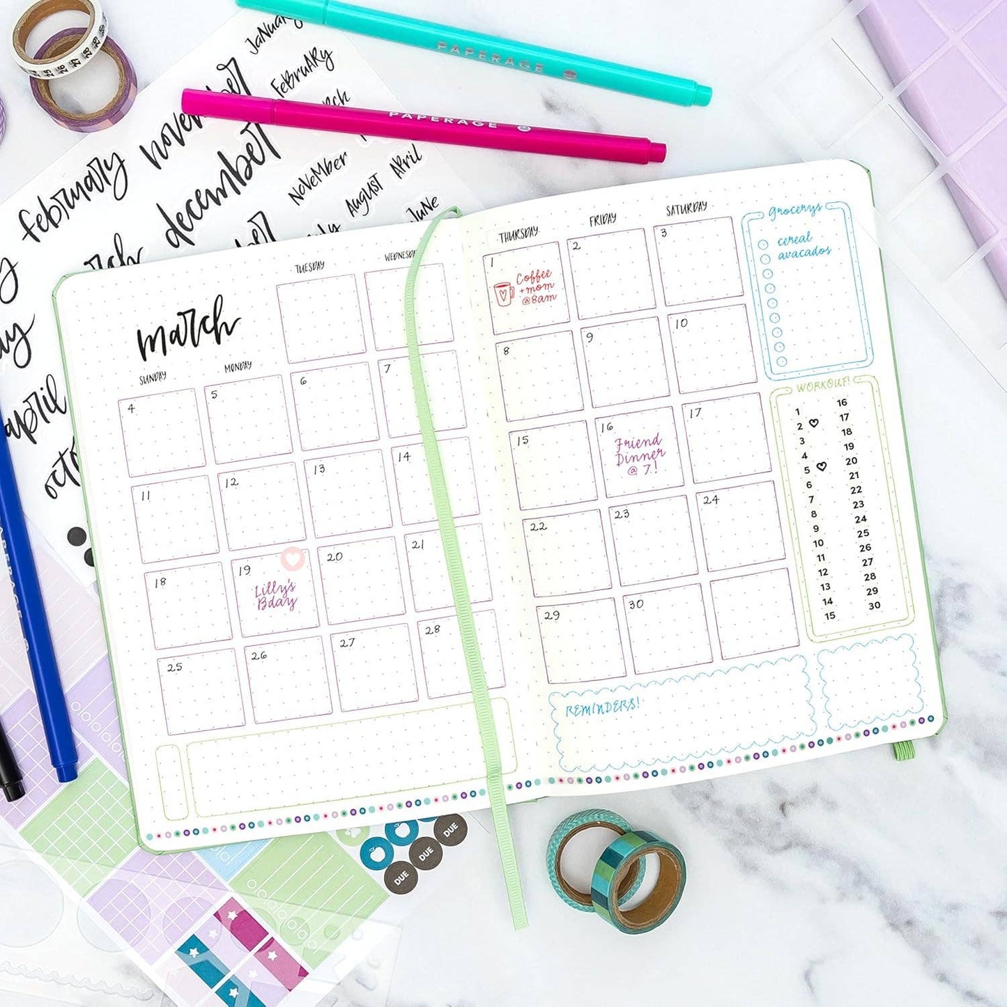 Paperage Dotted Notebook 160pg- Raspberry