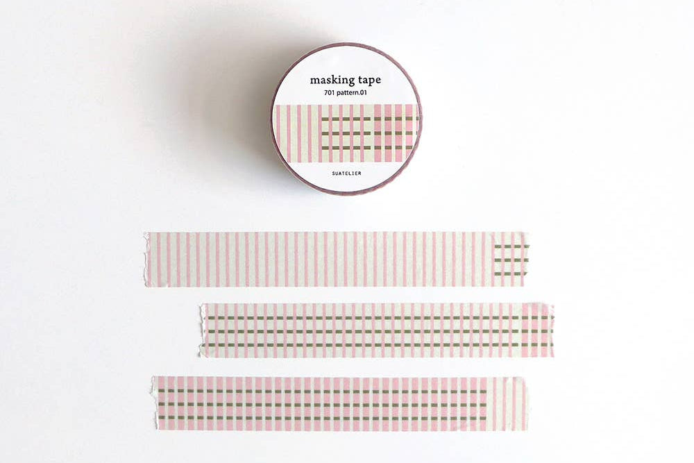 Set of masking tape with grid patterns on a white background
