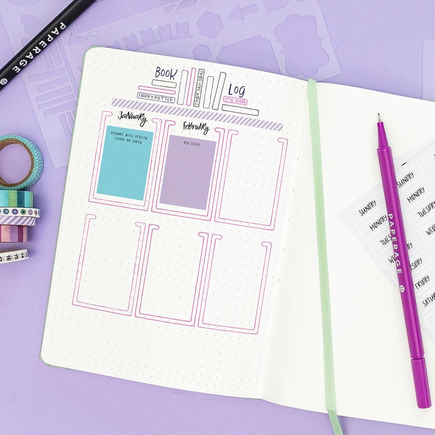 Paperage Dotted Notebook 160pg- Raspberry