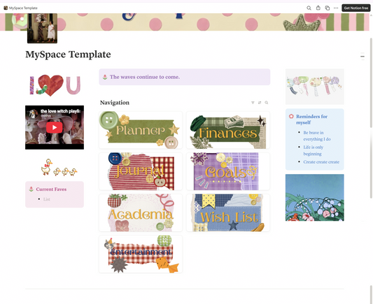 Notion Template: MySpace